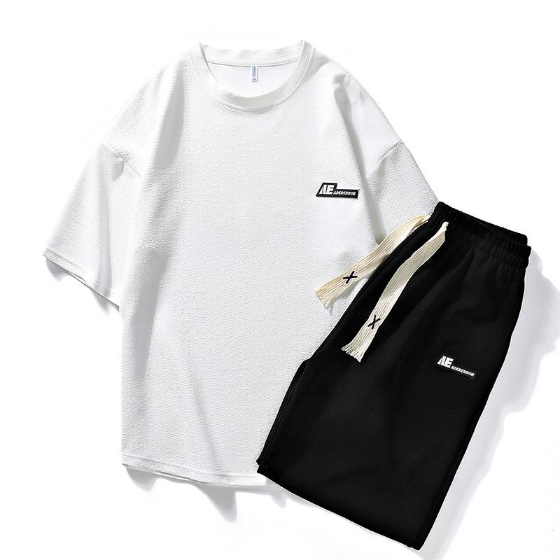 セットアップ メンズ 男性用 半袖 Tシャツ ショートパンツ スポーティ カジュアル ポリエステル ブラック 黒 レッド 赤 ホワイト 白 運動着 普段使い 部屋着 春夏