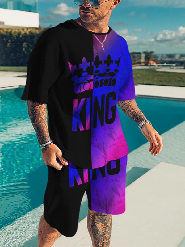 メンズ セットアップ 3Dプリント Tシャツ ショートパンツ 上下セット ポリエステル 普段使い 部屋着 カジュアル スポーティ