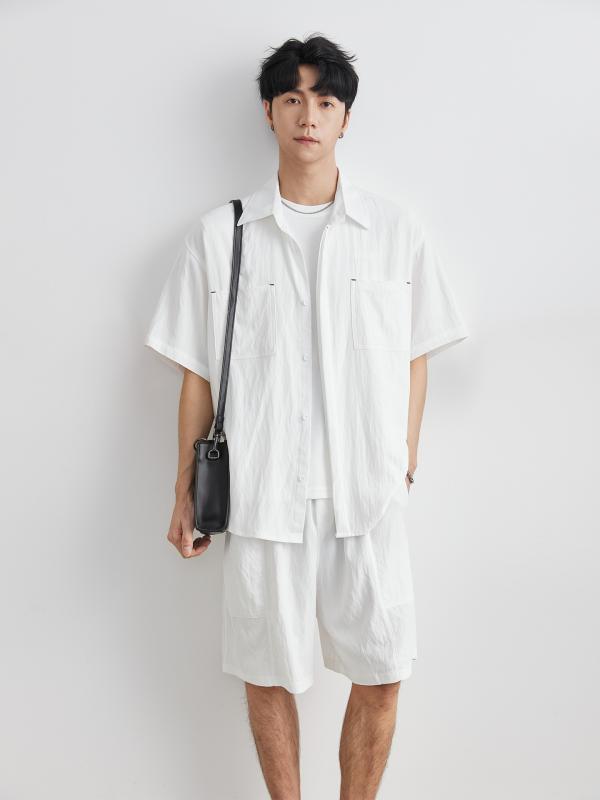 セットアップ メンズ 男性用 接触冷感 涼感 薄手 半袖 Tシャツ ショートパンツ 上下セット 綿混紡 カジュアル 普段使い 部屋着 ブラック ホワイト グレー