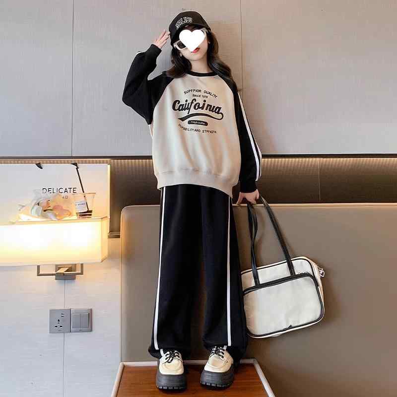 子供用セットアップ ガールズ ジャージ 上下セット 長袖 長ズボン 120cm 130cm 140cm 150cm 160cm 170cm 普段着 部屋着 ポリエステル ブラック カーキ