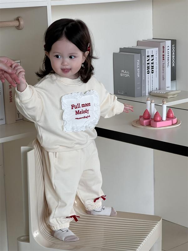 キッズ スウェット 上下セット 子供服 女の子 長袖 トップス パンツ 2点セット 春秋 幼児 かわいい 普段着 綿100% 73CM 80cm 90cm 100cm