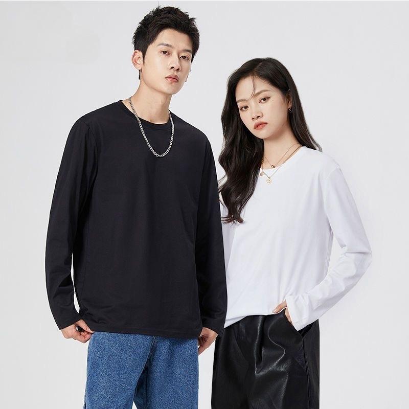 Tシャツ 男女兼用 長袖 コットン トップス 立体プリント クルーネック カットソー 白 黒 S M L XL XXL 3XL 4XL 5XL