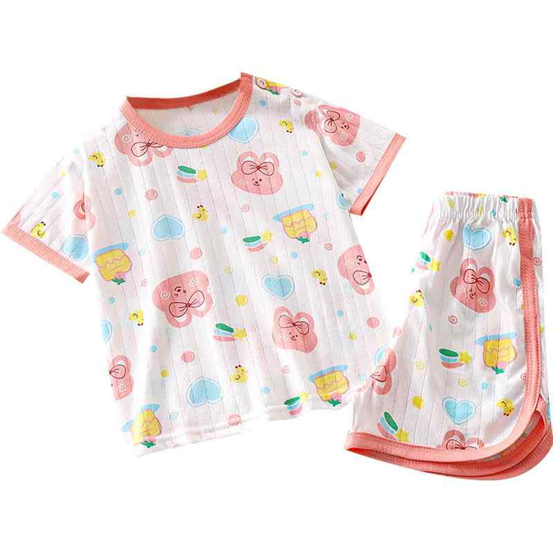 子供用半袖短パンセットアップ 夏用 薄手 綿100% 男の子 女の子 かわいい動物柄プリント 上下2点セット 80cm 90cm 100cm 110cm 120cm 130cm