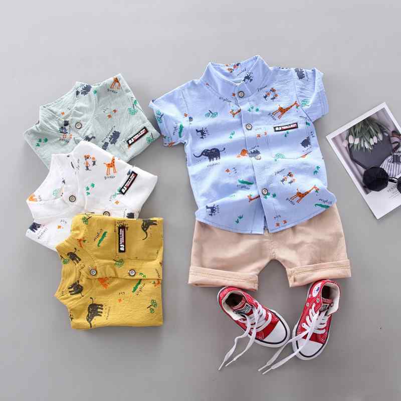 Occidental Goods - ベビー 上下セット 薄手 半袖シャツ ショートパンツ 2点セット 夏 韓国風 かわいい 赤ちゃん 幼児 子供服 男の子 女の子 カートーン柄 綿
