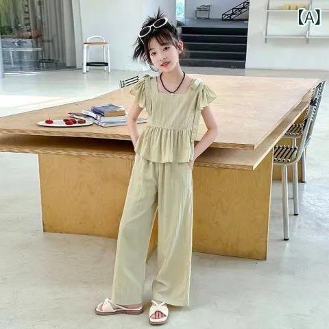 子供服 夏物 セットアップ 女の子 ノースリーブ ワイドレッグパンツ 2点セット 普...