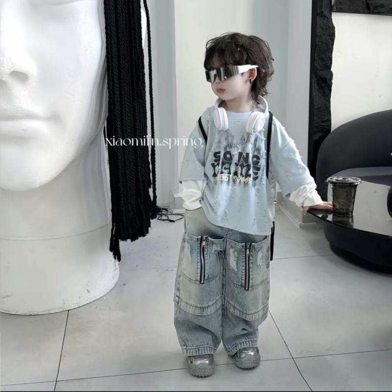 子供用スウェットパンツセット 春秋 男の子 2点セット 長袖トップス 長ズボン 90 100 110 120 130 140 150 青色 普段着 部屋着 韓国風