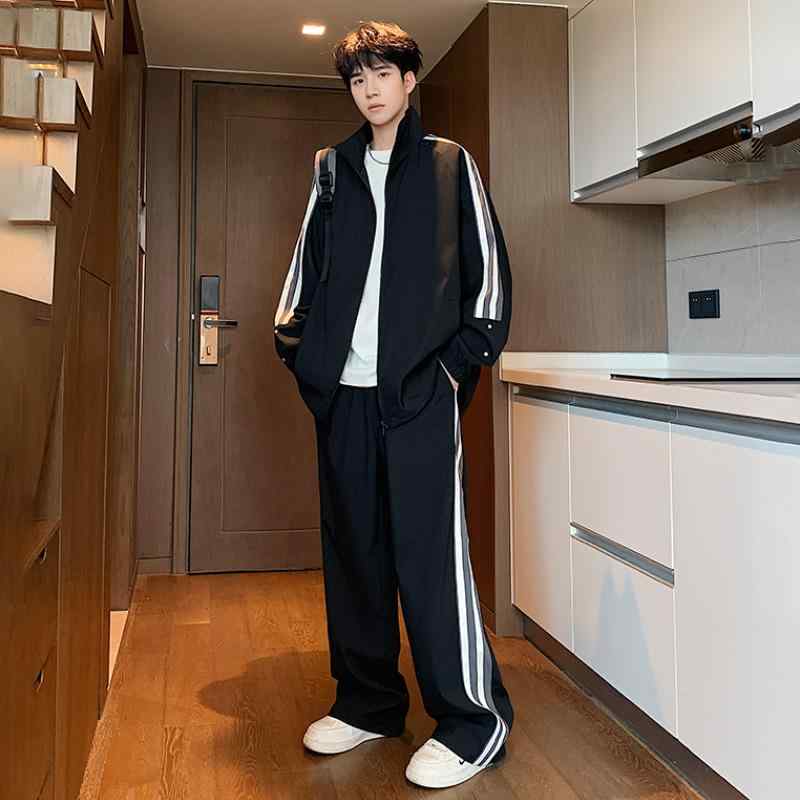 メンズ スポーツ ジャケット セットアップ 上下セット ワーク ウェア カジュアル ランニング ウェア 春秋 薄手 ポリエステル 水晶紫 星空灰 暮光黒