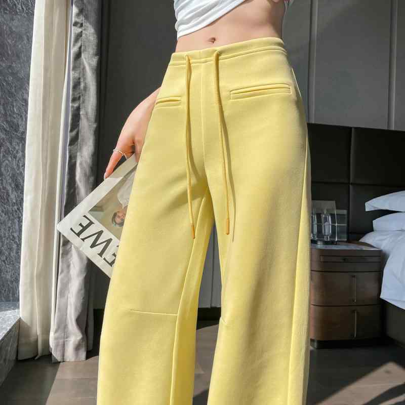 パンツ レディース 高腰 微フレアパンツ スラックス 綿混紡 伸縮性 薄手 普段使い 部屋着 カジュアル シンプルスタイル 黒 ブラック グレー ベージュ 春秋