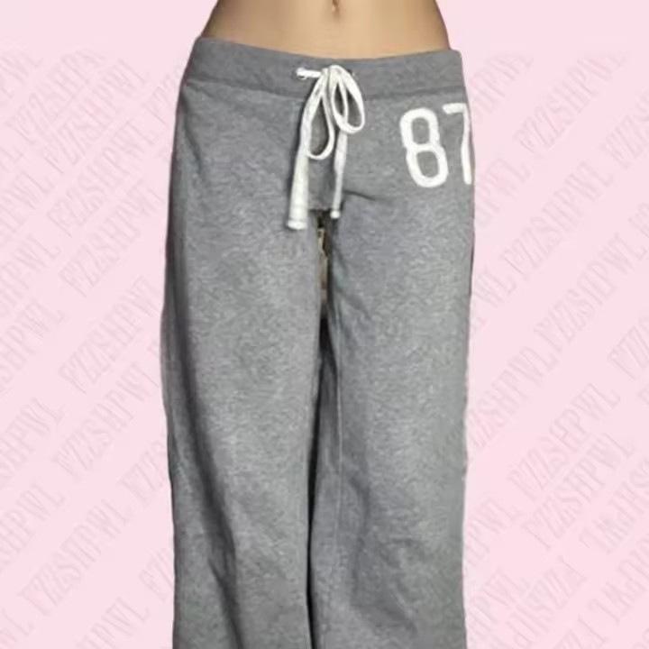 パンツ レディース 灰色系 カジュアルパンツ ストレート ポリエステル ウエスト紐 春秋 日韓スタイル 普段使い