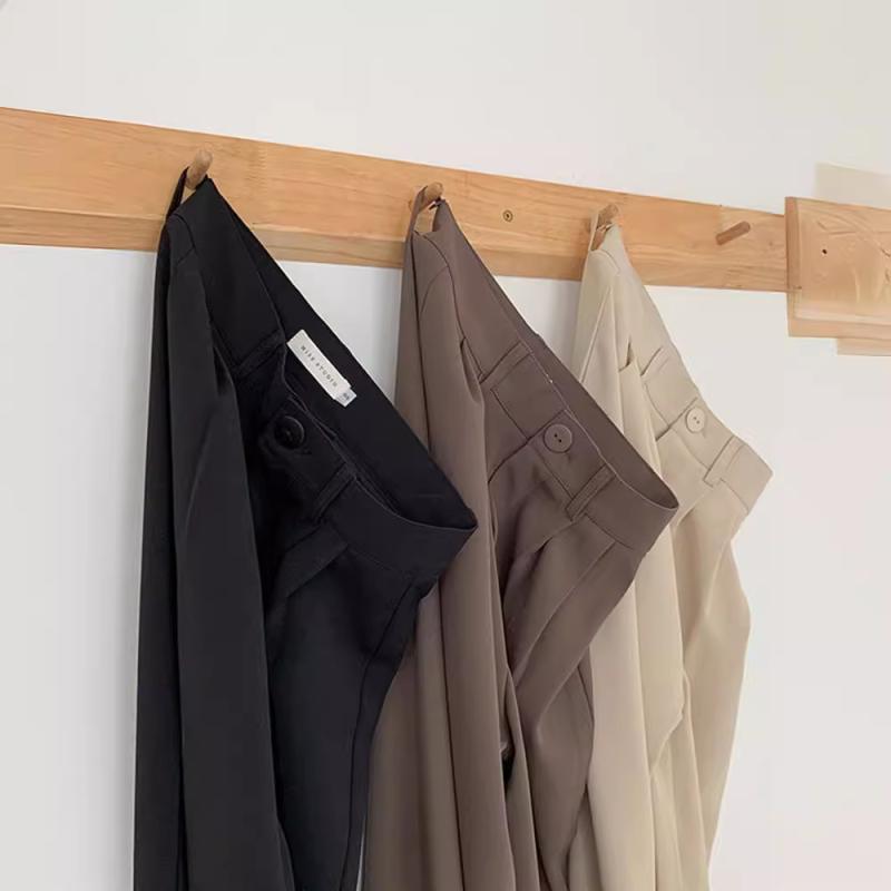 パンツ レディース 春夏 テーパードパンツ ゆったり ストレート ポリエステル ブラック 黒 通勤 オフィス カジュアル きれいめ