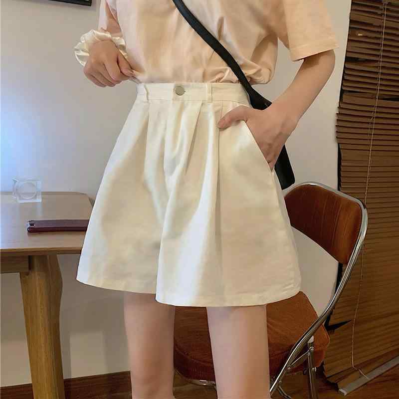 ショートパンツ レディース 大きいサイズ ゆったり 高見え ワイドレッグパンツ ポリエステル 薄手 黒 白 短パン カジュアル 高腰