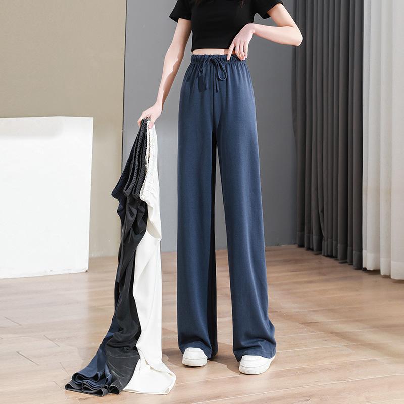 ワイドパンツ レディース 接触冷感 キュプラ 銅アンモニア繊維 ポリエステル 高身長向け ハイウエスト ストレート ズボン ボトムス カジュアル 通勤 ブラック 黒 グレー アイボリー 春夏