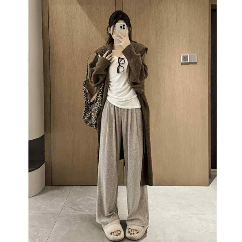 パンツ レディース 高腰 ワイドパンツ ストレート 柔らかい ポリエステル ゆったり リラックス イージ..