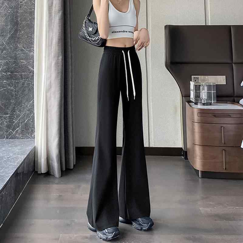 パンツ レディース 接触冷感 ワイドパンツ ストレート 涼しい ポリエステル 薄手 伸縮性 高腰 ゆったり かわいい カジュアル 春夏 ブラック ピンク系 グレー グリーン