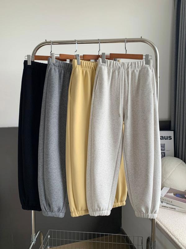 パンツ レディース スウェットパンツ 秋冬 韓国風 リラックス イージーパンツ ジャージパンツ コットン ポリエステル 高腰 厚手 暖かい ブラック ホワイト グレー