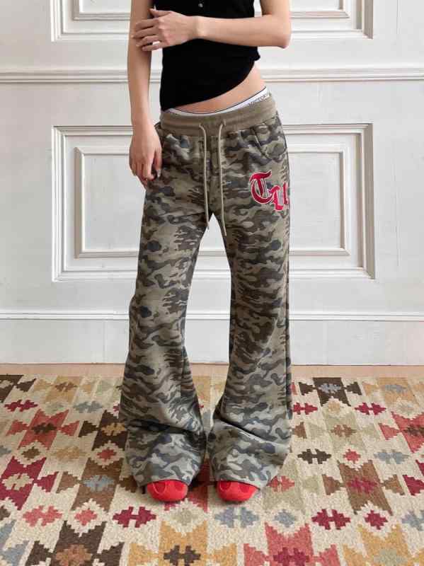 パンツ レディース メンズ 迷彩柄 微フレアパンツ イージーパンツ ズボン 普段使い ルームウェア 綿混紡 韓国風 カジュアル