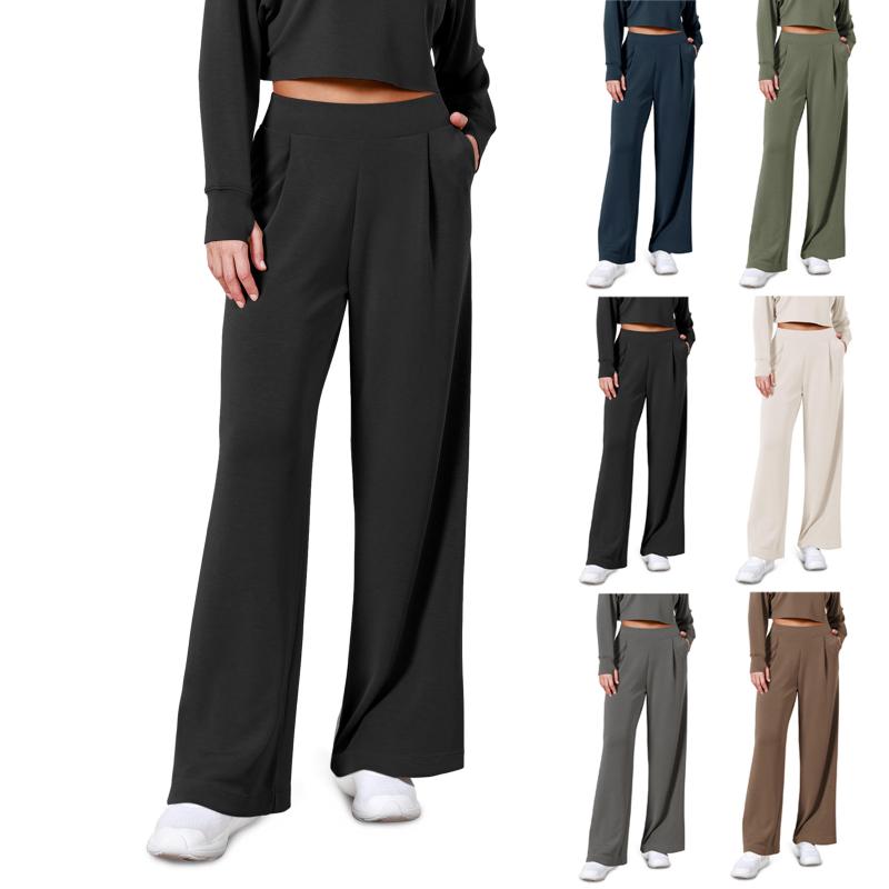 Other - パンツ レディース 婦人服 ボトムス ズボン ストレートパンツ ポリエステル 高腰 無地 黒 ブラック 紺 ネイビー 緑 グリーン 茶色 ブラウン グレー ベージュ 普段使い