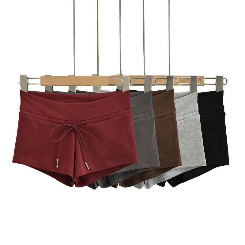ショートパンツ レディース 高 elastic 伸縮性 スリムフィット スキニー 快適 人棉 高 waist ウエスト 無地 スポーツ ヨガ 春夏 ブラック ピンク系
