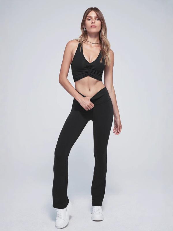 ヨガパンツ レディース スパッツ レギンス ストレッチパンツ 美脚パンツ 伸縮性 微フレアパンツ ブラック 黒色 ブルー系 春夏 韓国風 カジュアル