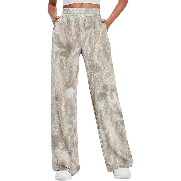 パンツ レディース メンズ 3D 樹枝柄 プリント ズボン ストレートパンツ スポーティー カジュアル ポリエステル