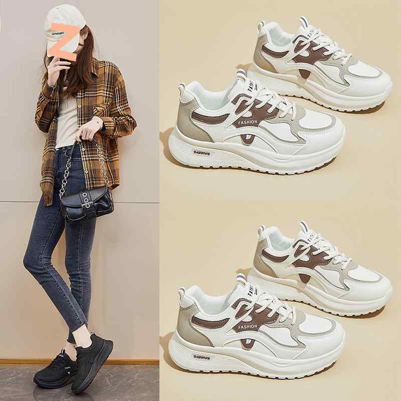 スニーカー レディース 厚底 ランニングシューズ スポーツシューズ カジュアル 運動靴 背が高くなる 美脚効果 米粉色