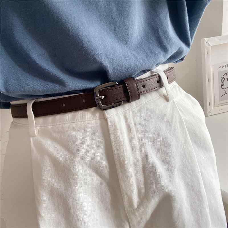 ベルト レディース 細ベルト PUレザー 合金 柔らかい ブラック コーヒー色 デニム ジーンズ スラックス パンツ おしゃれ かわいい 韓国 ファッション