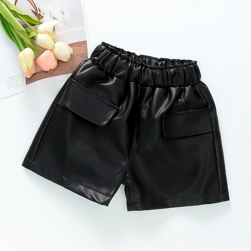 パンツ キッズ 女の子 レザー ショートパンツ 春秋 高腰 ワイドレッグパンツ ガールズ 子供服 100 110 120 130 140 cm 黒