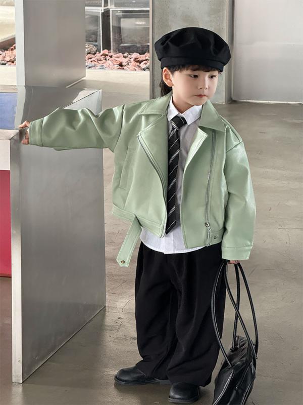 ジャケット キッズ 男女兼用 子供服 春秋 PUレザー アウター トップス 韓国風 カジュアル 無地 90cm 100cm 110cm 120cm 130cm 140cm 150cm 160cm