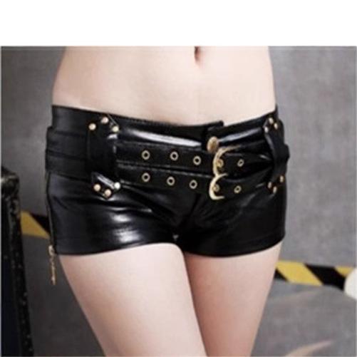 ショートパンツ レディース ローライズ PUレザー ホットパンツ 秋冬 ジャズダンス クラブ セクシー ストリート カジュアル ブラック S M L XL