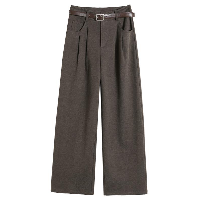 パンツ レディース 秋冬 高見え ワイドレッグ ストレートパンツ 再生繊維 高身長 小柄 ブラック 黒 ブ..