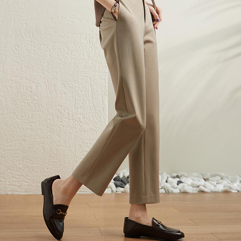 パンツ レディース テーパードパンツ ポリエステル スラックス ゆったり ストレート 通勤 オフィス カジュアル 春秋 灰色 黒 杏色