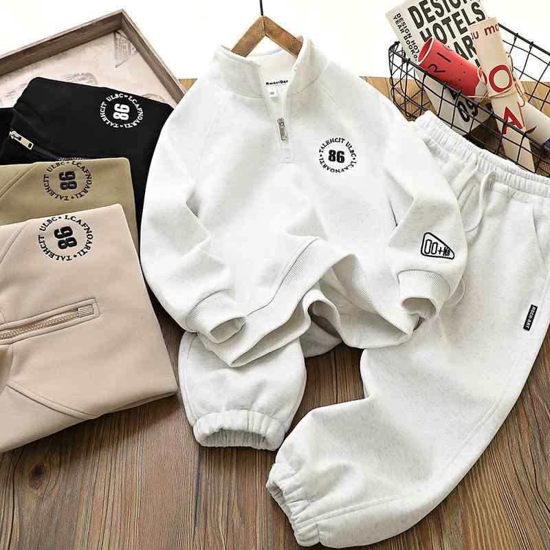 子供用ジャージ 上下セット 男の子 春秋 スポーツウェア 韓国風 運動着 キッズ 2点セット アウター パンツ 110 120 130 140 150 160 170 カーキグリーン ベージュ ホワイトグレー ブラック