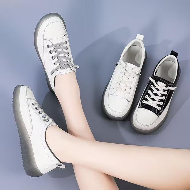 スニーカー レディース 厚底 婦人靴 カジュアルシューズ 紐靴 フラット ぺたんこ 運動靴 スケートボー..