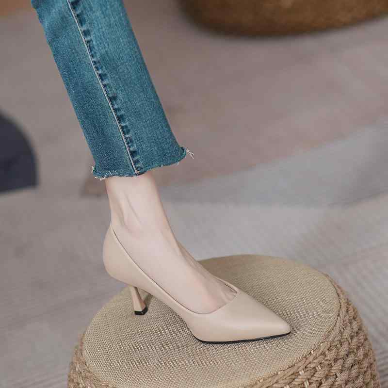 高跟パンプス レディース ポインテッドトゥ スティレットヒール 5cm 7cm 9cm ヌードカラー ベージュ アイボリー ブラック 無地 超繊維 合成皮革 婦人靴 仕事用 オフィス フォーマル 春夏秋冬