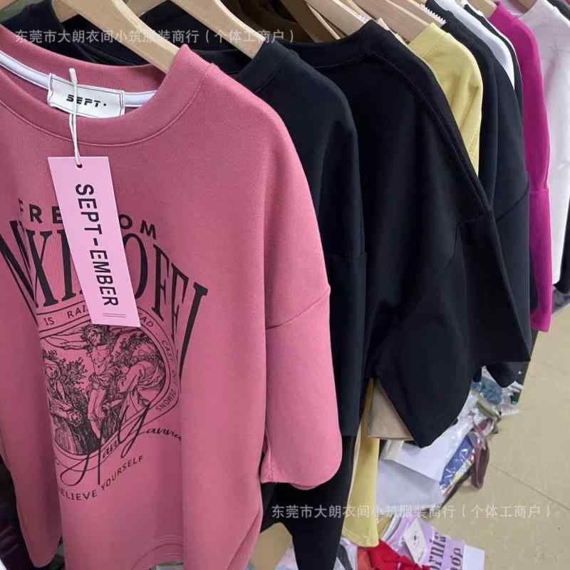 Tシャツ レディース 春夏秋 綿 半袖 カットソー 3D 立体柄 ゆったり ラウンドネック 混码