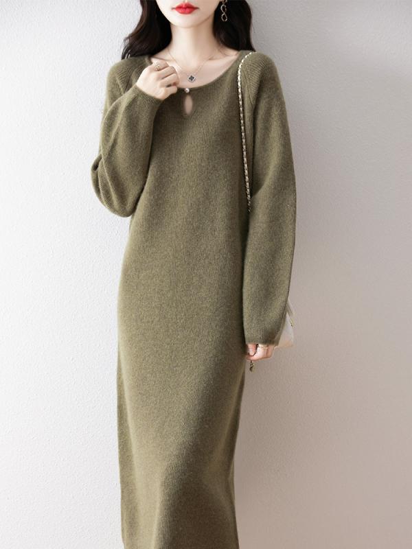 ・素材: 羊毛95%以上・柄: 無地・スタイル: 通勤・ワンピース丈: ロング・スカートの形: フレア・ネックライン: ラウンドネック・袖丈: 長袖・ウエスト: ハイウエスト・カラー: キャメル、ダークキャメル、オレンジ、抹茶グリーン・サイズ: S、M、L、XL、XXL・襟: シングルボタン