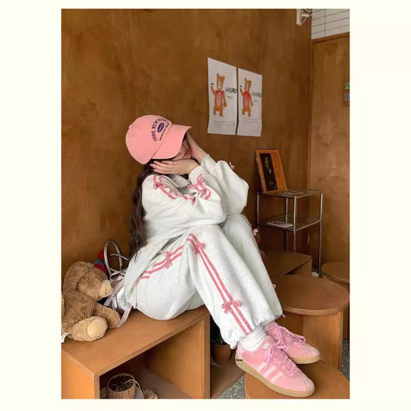 セットアップ レディース 春秋 学院風 スウェット パーカー パンツ 上下セット 3点セット 部屋着 ルームウェア スポーツウェア 普段使い 綿 混紡 カジュアル 韓国 ファッション かわいい