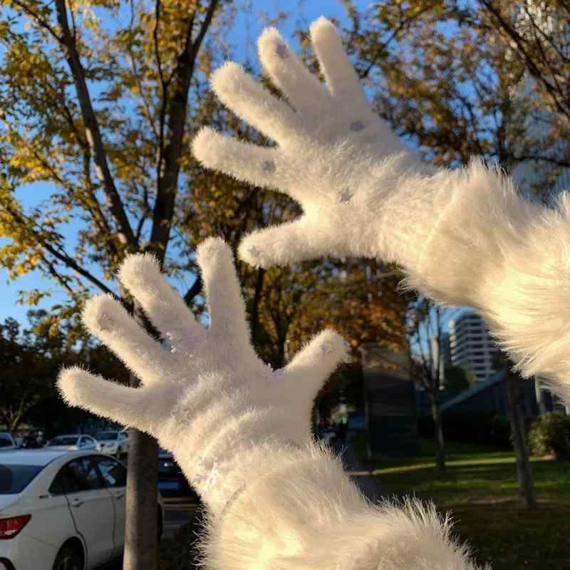 手袋 レディース ニット手袋 秋冬 スマートフォン対応 防寒 防風 雪だるま 星柄 かわいい 学生 通学 通勤 保温性 ぬいぐるみ