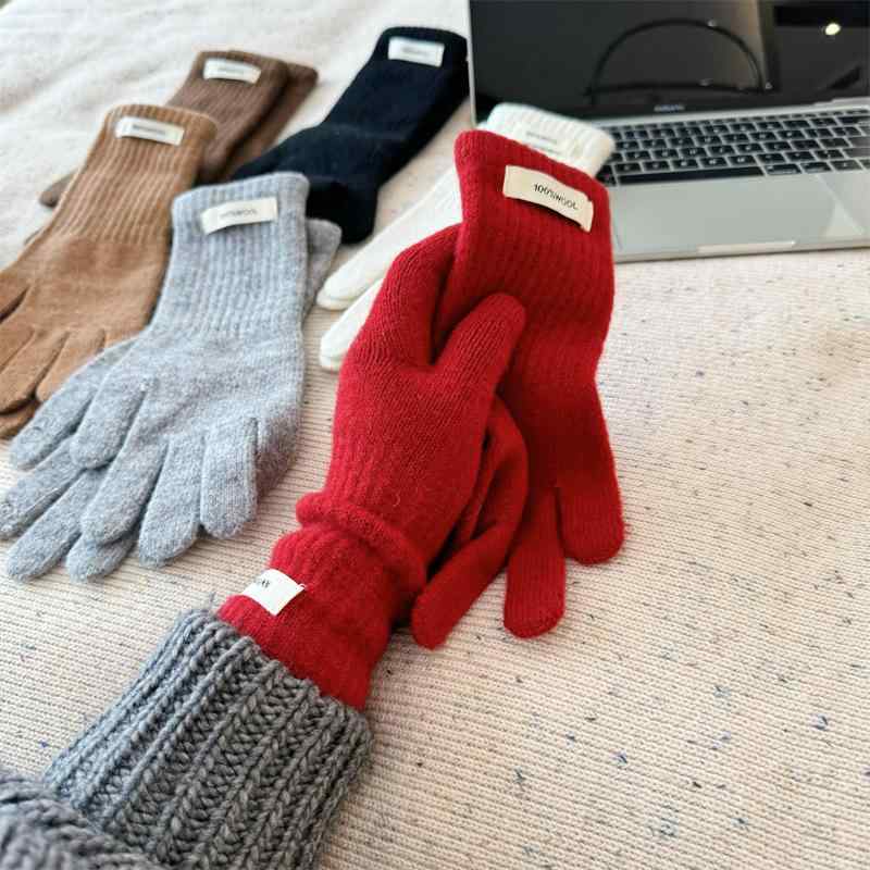 手袋 レディース 冬用 ニット手袋 ウール100% スマートフォン対応 保温 防寒 白色 黒色 灰色 キャメル色 咖色 通勤 普段使い エレガント スポーティ