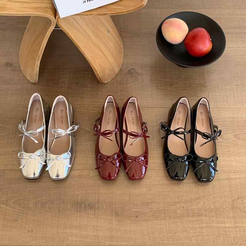 パンプス レディース マリージェーンシューズ ローヒール プレーントゥ 超繊維 フラットヒール バレエ..