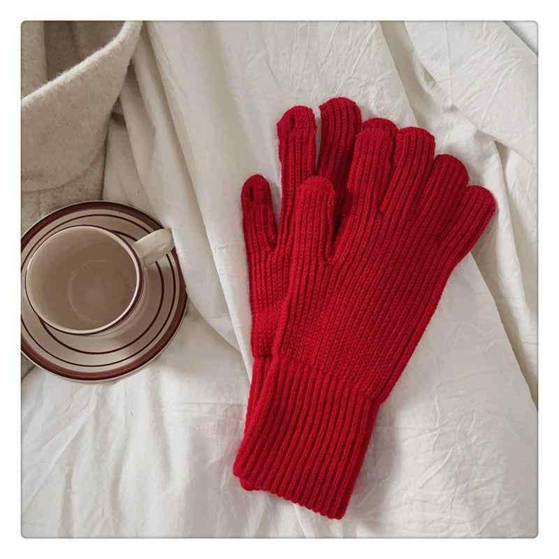 手袋 レディース ニット手袋 指なし 秋冬 韓国風 防寒 保温 バイク 中国赤(4.0)