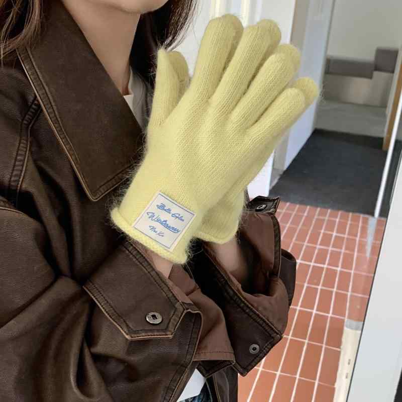 手袋 レディース 秋冬 暖かい ラビットファー混紡 ウール 指なし手袋 無地 韓国風 かわいい 防寒 接触冷感 レトロレッド ウォームブラウン グレー