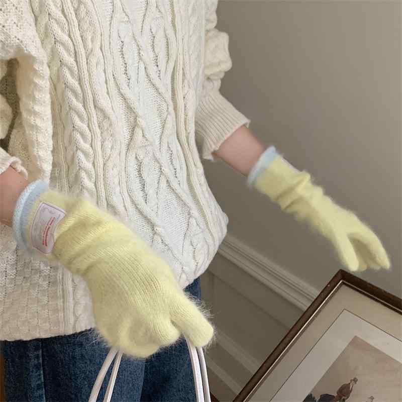 手袋 レディース 秋冬 暖かい ニット手袋 スマートフォン対応 ラビットファー 通勤 通学 自転車 防寒 ..