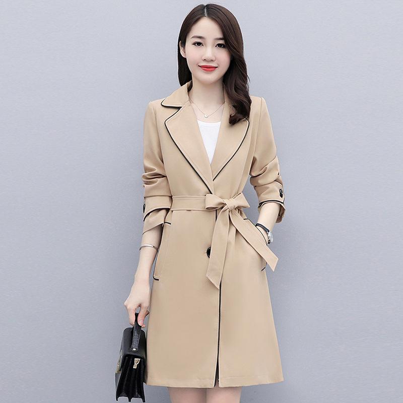 トレンチコート レディース ミドル丈 英国風 春秋 アウター エレガント ウエストマーク 細見え ポリエ..