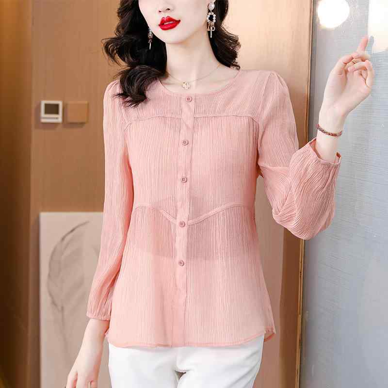 シャツ レディース 綿麻 トップス 半袖 チュニック ゆったり ウエストシェイプ 着痩せ ラウンドネック ランタンスリーブ 無地 ピンク系 グリーン M L XL 2XL 3XL 4XLサイズ展開