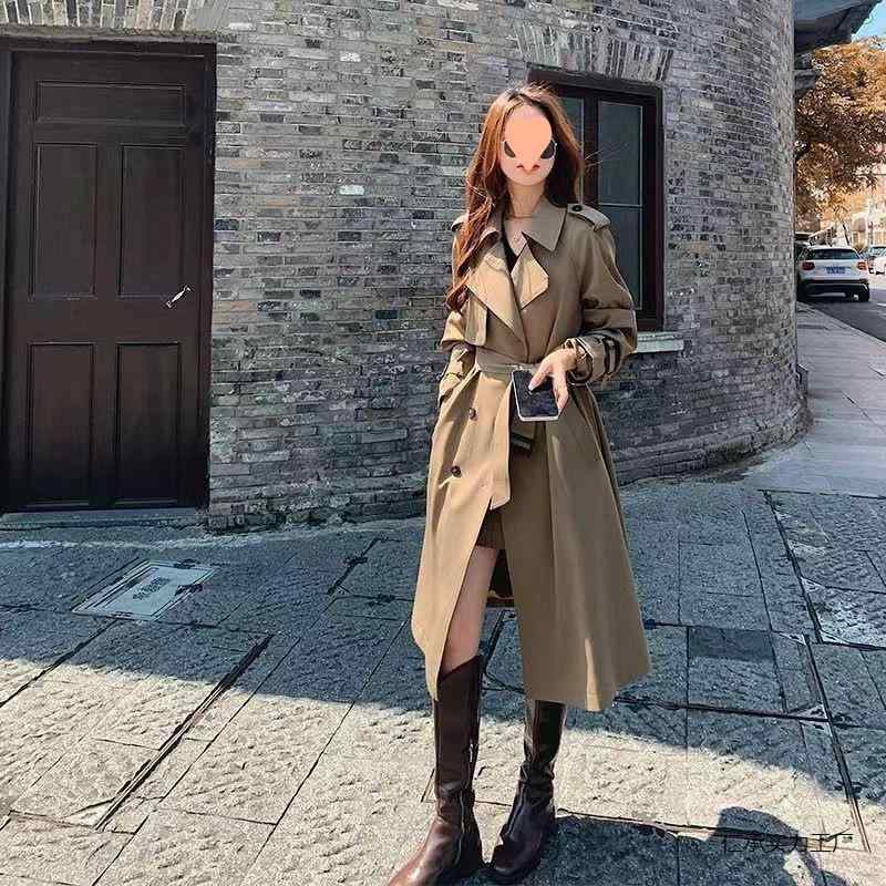 トレンチコート レディース ウエストマーク ミドル丈 ポリエステル スーツ襟 長袖 無地 ポケット付き カーキ ブラック オフホワイト スタイルアップ効果