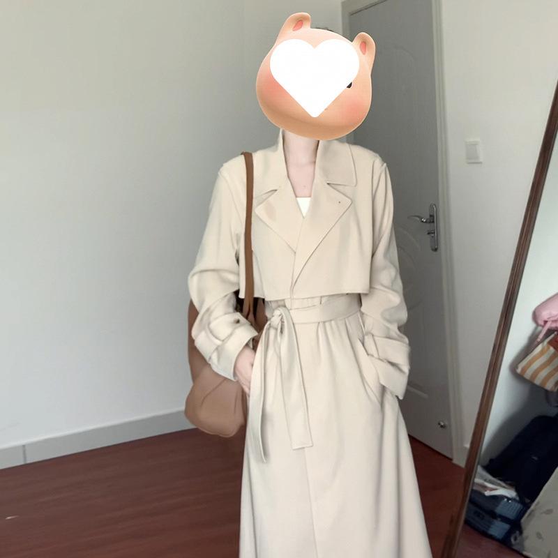 トレンチコート レディース フレンチスタイル ミドル丈 ウエストマーク Aライン ポリエステル エレガント ベージュ