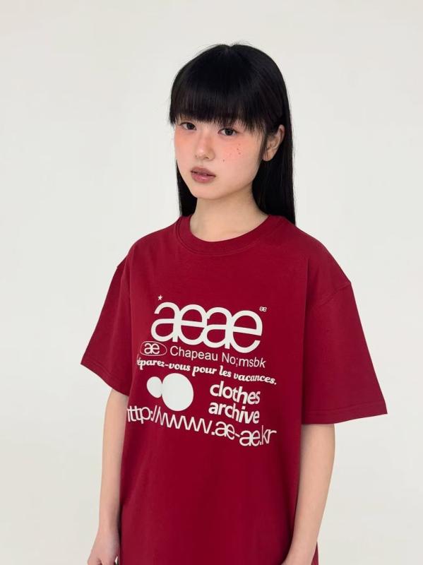 Rakuten - Tシャツ レディース アルファベット柄 プリント ゆったり 半袖 トップス カットソー ラウンドネック コットン 日韓スタイル カジュアル 春夏 ホワイト系 ネイビー グレー ワインレッド