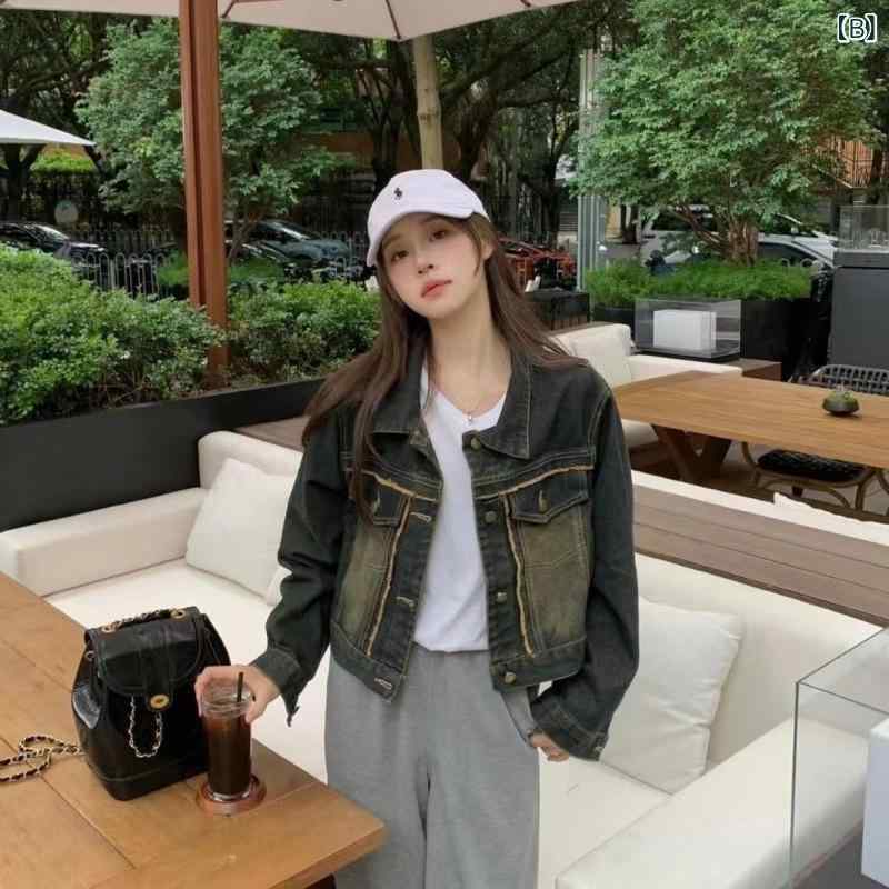 デニムジャケット レディース 秋冬 A字型 ゆったり 裏起毛 あったか 防寒 厚手 ショート丈 アウター 長袖 ブルゾン カジュアル 通勤 ブルー