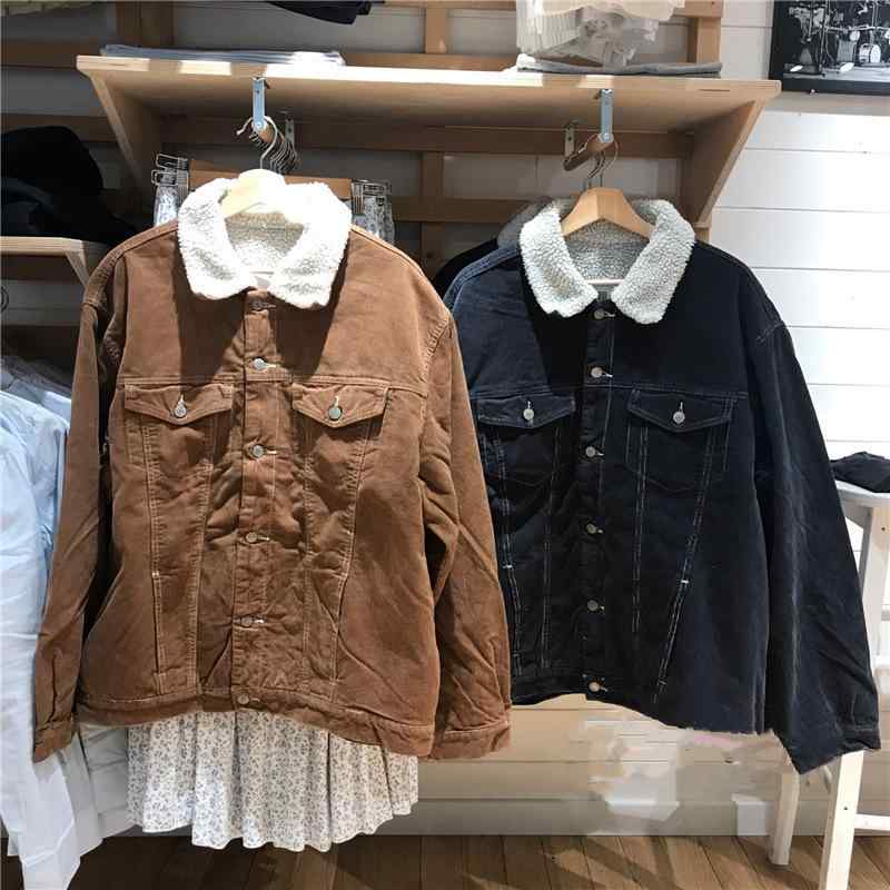 Other Jackets Jumpers - ジャケット レディース 棒球服 ブルゾン アウター 秋 冬 羊羔毛 ボア 厚手 コーデュロイ ゆったり 宽松 文芸風 レトロスタイル カーキ ネイビー